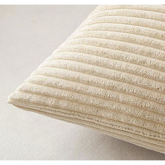 Throw Pillow Covers 12x20” Set of 2 Decorative Soft Beige Corduroy Zipper New - Picture 6 of 7